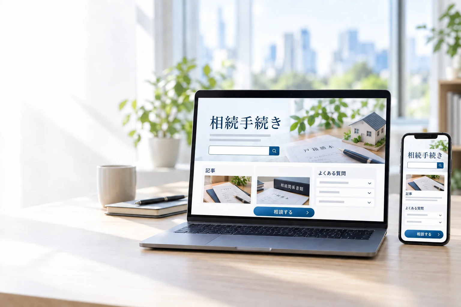 専門情報サイトを表示したノートパソコンとスマートフォンのイメージ